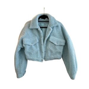 PrettyLittleThing Light Blue Teddy Jacket